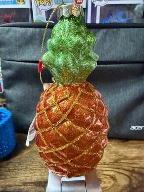 NWT MSPCI Glittered Glass Pineapple Christmas Ornament